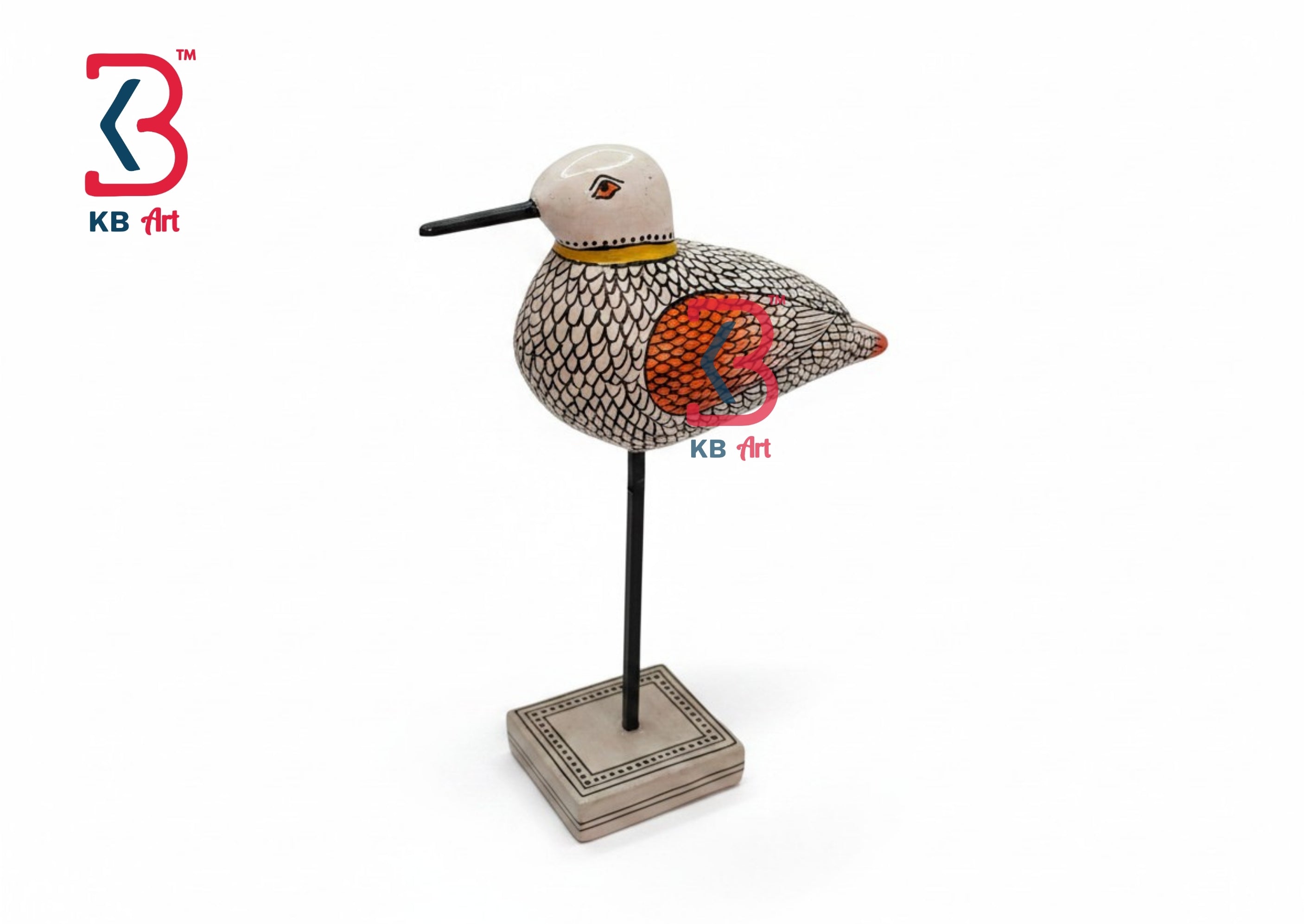 KB ART Wooden Duck Stand Small Table Decor - Front View of Handcrafted Detailing - Handcrafted Wooden Decor Jodhpur