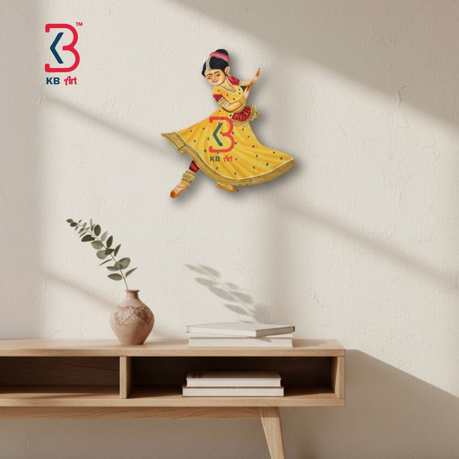 KB ART Mdf Cutouts Dancing Girl - Front View of Handcrafted Detailing - Handcrafted Wooden Decor Jodhpur