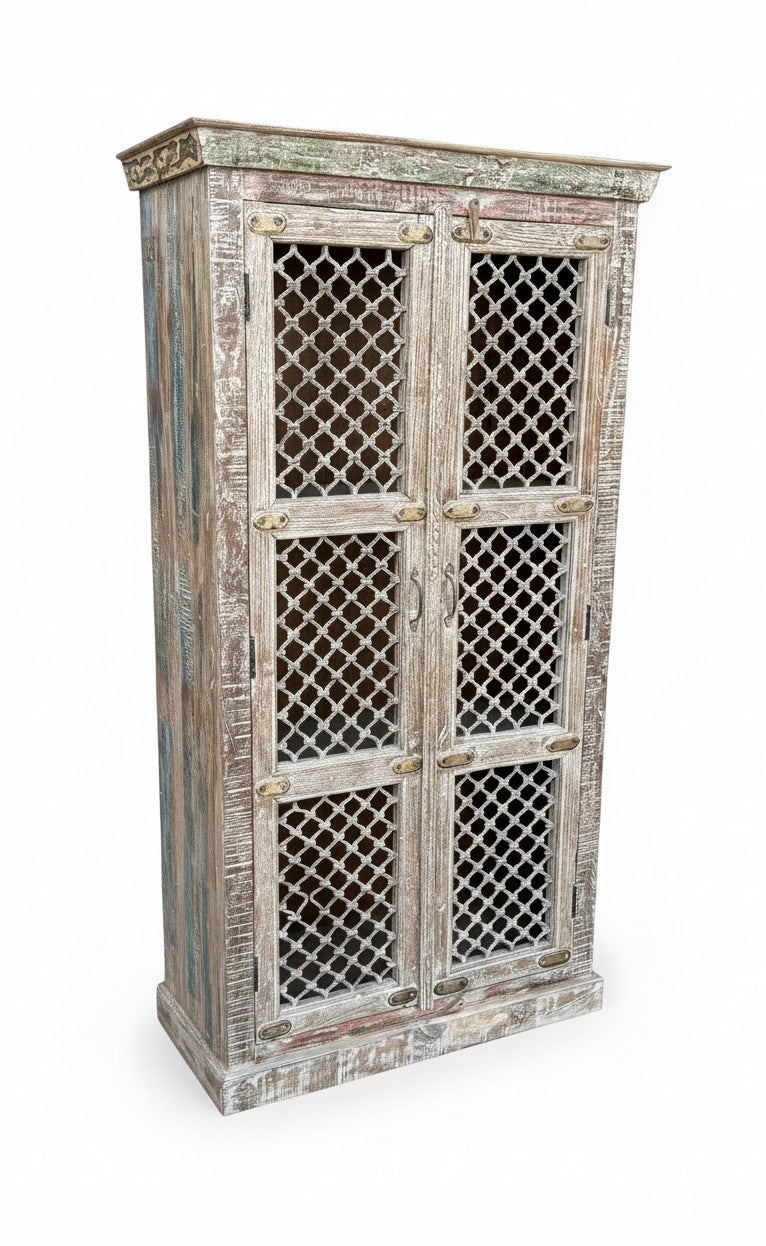Farmhouse Chic Wood Cabinet - genuine handcrafted solid wood india antique furniture, KBART SKU KBART-1042, front view