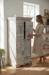 Matte Finish Antique Cabinet - genuine handcrafted solid wood india antique furniture, KBART SKU KBART-1061, front view