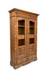 Reclaimed Wood Jharokha Style Cabinet - close-up detail of hand-carved reclaimed wood finish and joinery, KBART SKU KBART-1073