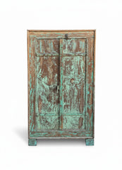 Aged Hardwood Cabinet - close-up detail of hand-carved solid hardwood finish and joinery, KBART SKU KBART-1001
