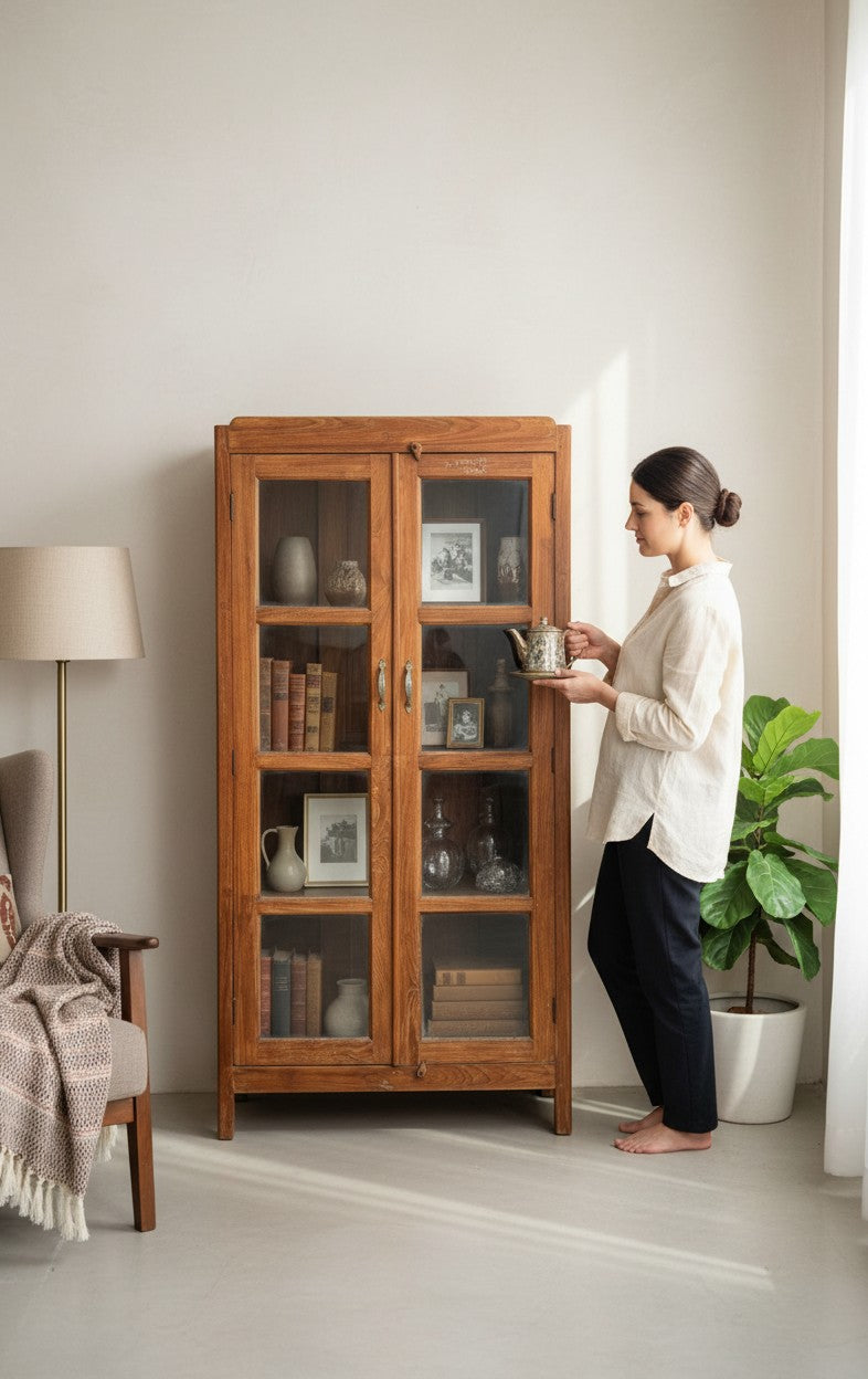 Artisan Made Indian Cabinet - genuine handcrafted solid wood india antique furniture, KBART SKU KBART-1014, front view