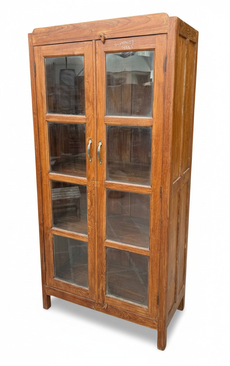 Artisan Made Indian Cabinet - close-up detail of hand-carved solid wood finish and joinery, KBART SKU KBART-1014