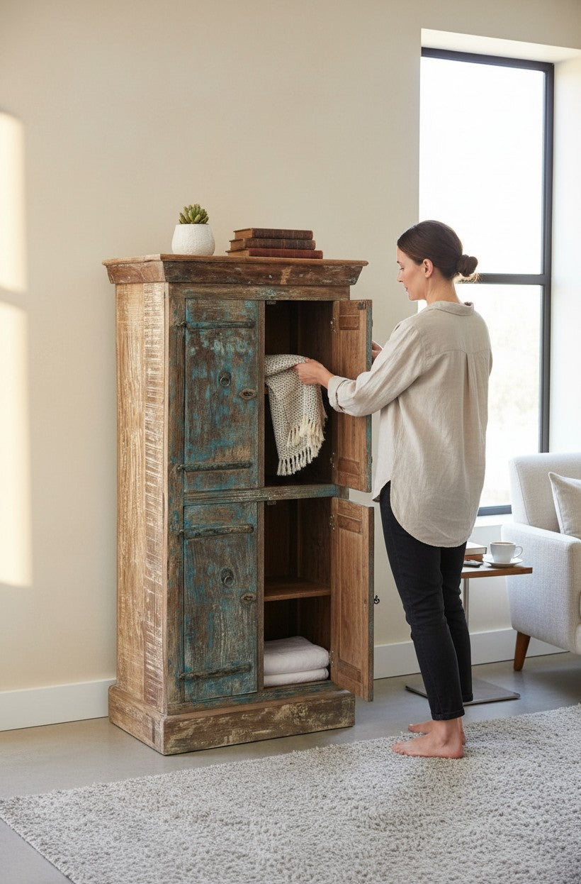 Antique Wood Specimen Cabinet - genuine handcrafted solid wood india antique furniture, KBART SKU KBART-1011, front view
