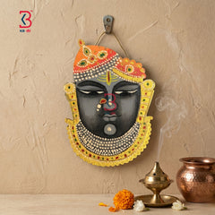 KB ART Shrinathji Face Pichwai Mdf Cutout - Styled Display in Home Interior Setting - Handcrafted Wooden Decor Jodhpur