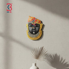 KB ART Shrinathji Face Pichwai Mdf Cutout - Front View of Handcrafted Detailing - Handcrafted Wooden Decor Jodhpur