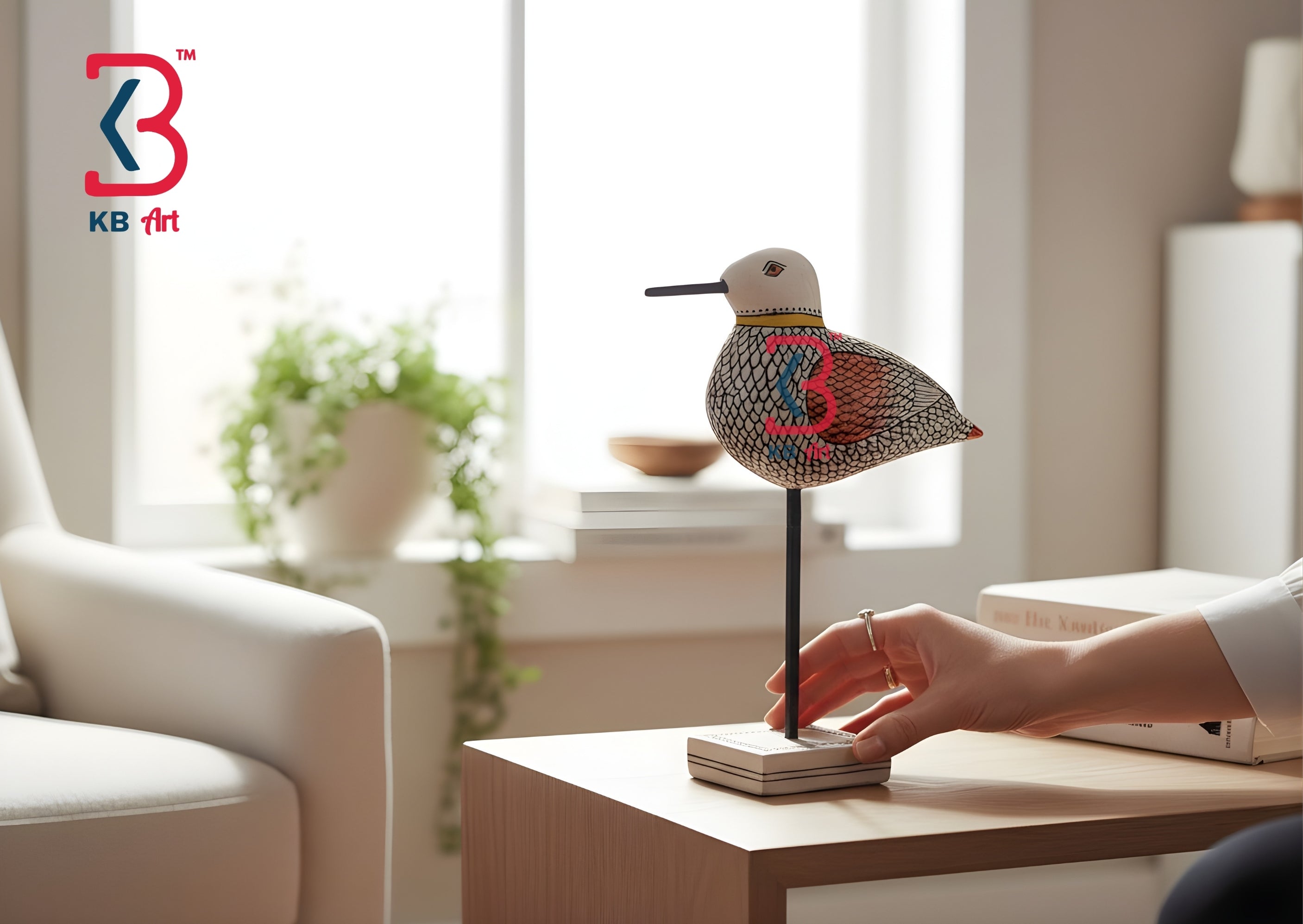 KB ART Wooden Duck Stand Small Table Decor - Styled Display in Home Interior Setting - Handcrafted Wooden Decor Jodhpur
