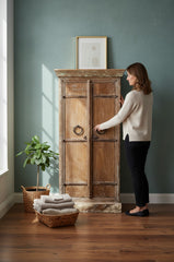 Vintage Charm Wardrobe - genuine handcrafted solid wood india antique furniture, KBART SKU KBART-1095, front view