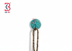 KB ART Teal Flower Carved Wooden Wall Hook - Front View of Handcrafted Detailing - Handcrafted Wooden Decor Jodhpur