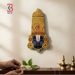 KB ART Tirupati Balaji Face Mdf Wall Hanging - Front View of Handcrafted Detailing - Handcrafted Wooden Decor Jodhpur