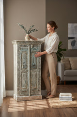 Eclectic Almirah - genuine handcrafted solid wood india antique furniture, KBART SKU KBART-1036, front view