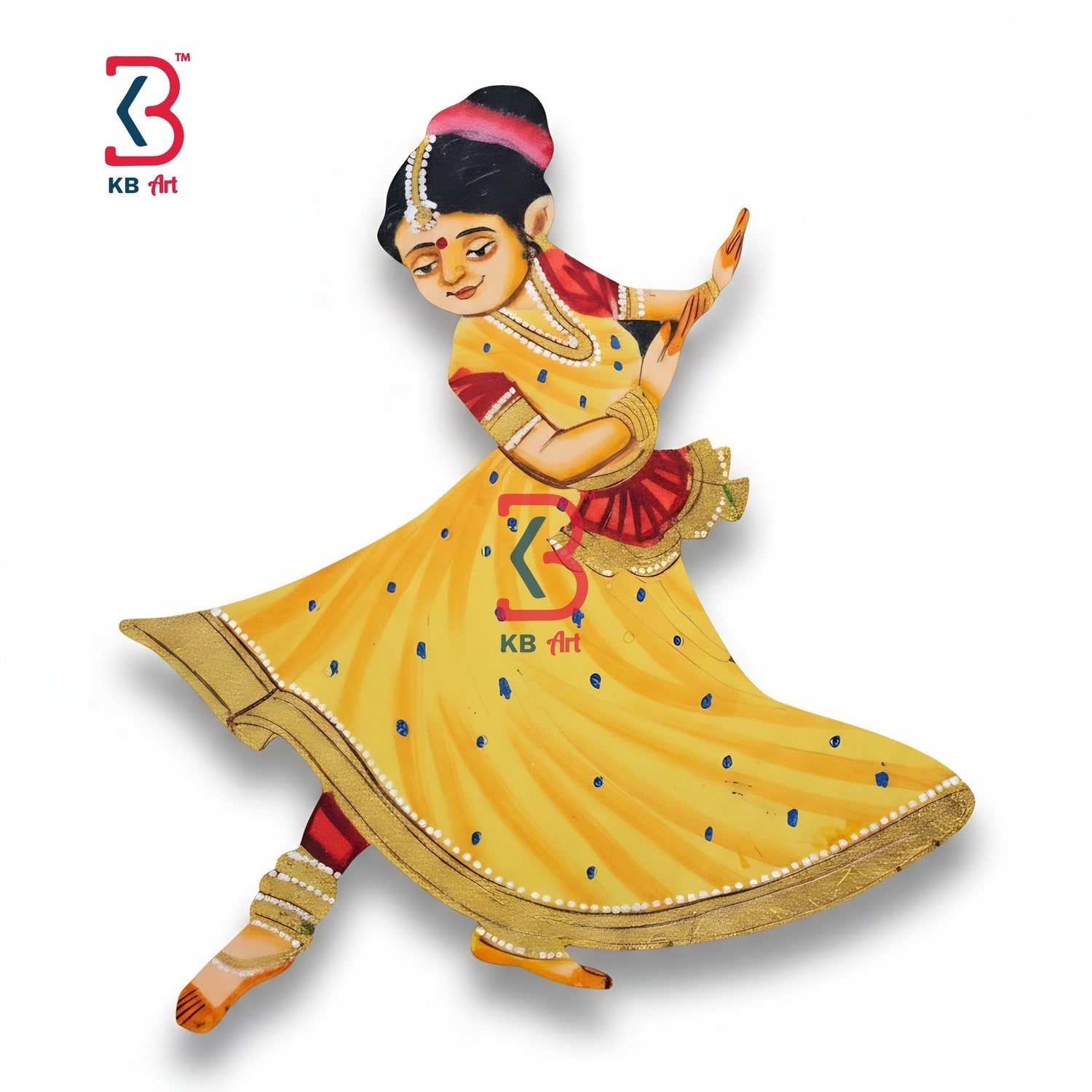 KB ART Mdf Cutouts Dancing Girl - Close-Up of Hand-Carved Artisan Texture - Handcrafted Wooden Decor Jodhpur