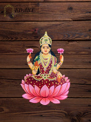 KB ART Mdf Cutouts Laxmi Ji Pichwai - Side Angle Showing Finish and Craftsmanship - Handcrafted Wooden Decor Jodhpur