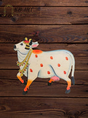 KB ART Mdf Cutouts Cow Pichwai - Side Angle Showing Finish and Craftsmanship - Handcrafted Wooden Decor Jodhpur