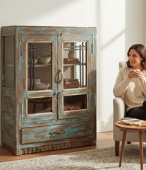 Transitional Style Wood Armoire - genuine handcrafted solid wood india antique furniture, KBART SKU KBART-1090, front view