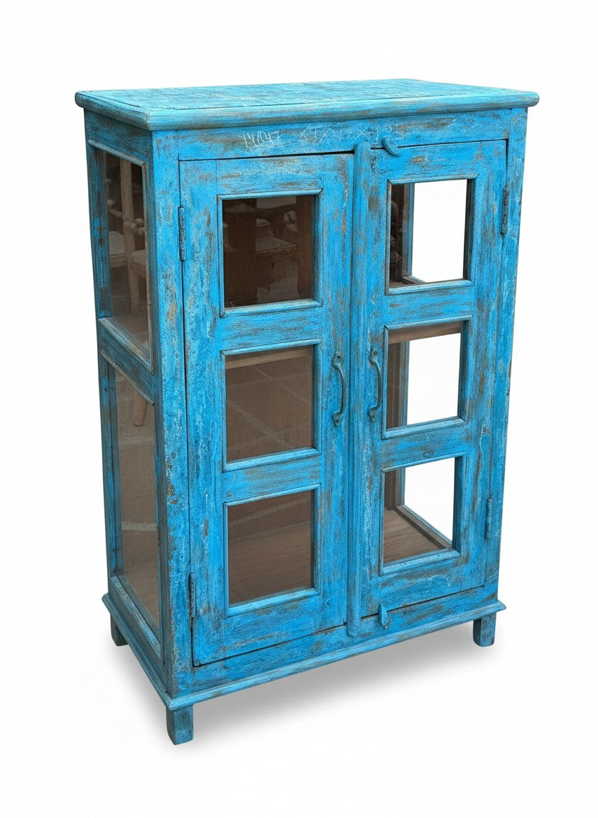 Antique Solid Stock Cabinet - close-up detail of hand-carved solid wood finish and joinery, KBART SKU KBART-1008