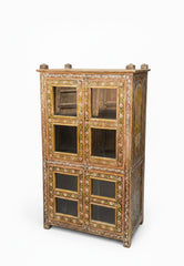 Reclaimed Barn Wood Almirah - close-up detail of hand-carved reclaimed wood finish and joinery, KBART SKU KBART-1070