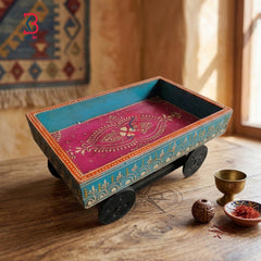 KB ART Handcrafted Wooden Thella Miniature Decorative Cart – Jodhpur Traditional Indian Handicraft Showpiece