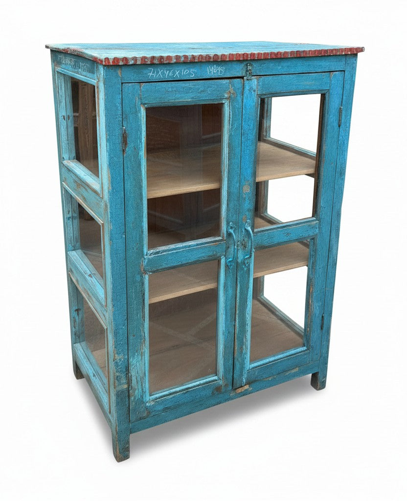 Rustic Artisan Almirah - close-up detail of hand-carved solid wood finish and joinery, KBART SKU KBART-1075