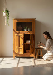 Colonial Era Indian Almirah - genuine handcrafted solid wood india antique furniture, KBART SKU KBART-1025, front view