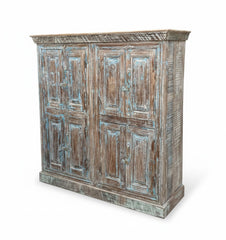 Expertly Carved Almirah - close-up detail of hand-carved solid wood finish and joinery, KBART SKU KBART-1039