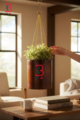 KB ART Hanging Cylindrical Wooden Planter - Close-Up of Hand-Carved Artisan Texture - Handcrafted Wooden Decor Jodhpur