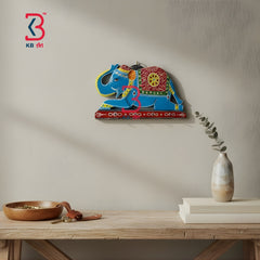KB ART Elephant Key Stand Hook Stand - Close-Up of Hand-Carved Artisan Texture - Handcrafted Wooden Decor Jodhpur