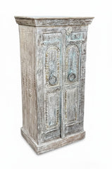 Eclectic Almirah - close-up detail of hand-carved solid wood finish and joinery, KBART SKU KBART-1036