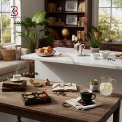 KB ART Luxury Wooden Dry Fruit Box Set with 4 Bowls and Serving Tray - Brass Inlay Work