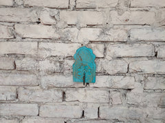 KB ART Blue Arched Floral Single Wall Hook - Side Angle Showing Finish and Craftsmanship - Handcrafted Wooden Decor Jodhpur