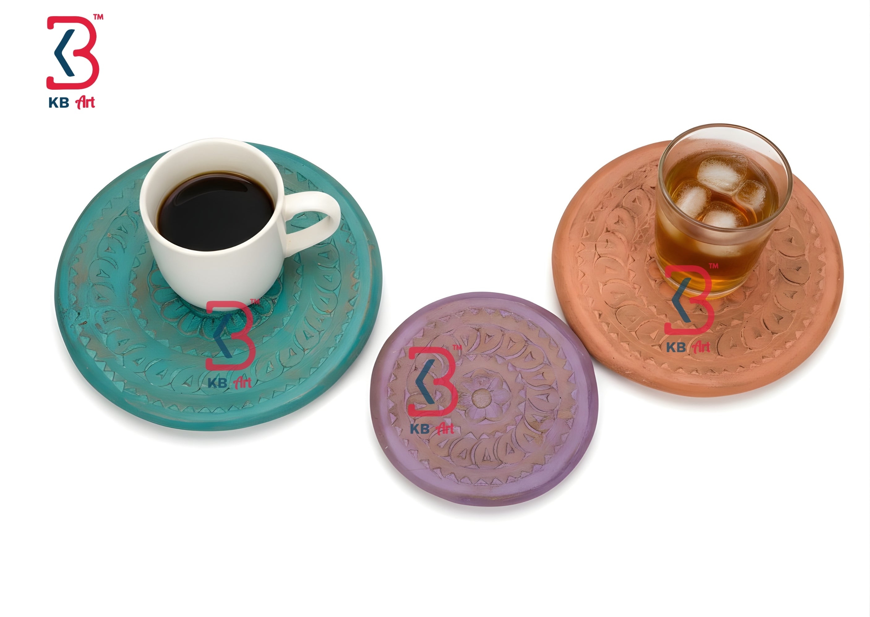 KB ART Wooden Carved Round Wall Plates Set 3 - Back View Highlighting Build Quality - Handcrafted Wooden Decor Jodhpur