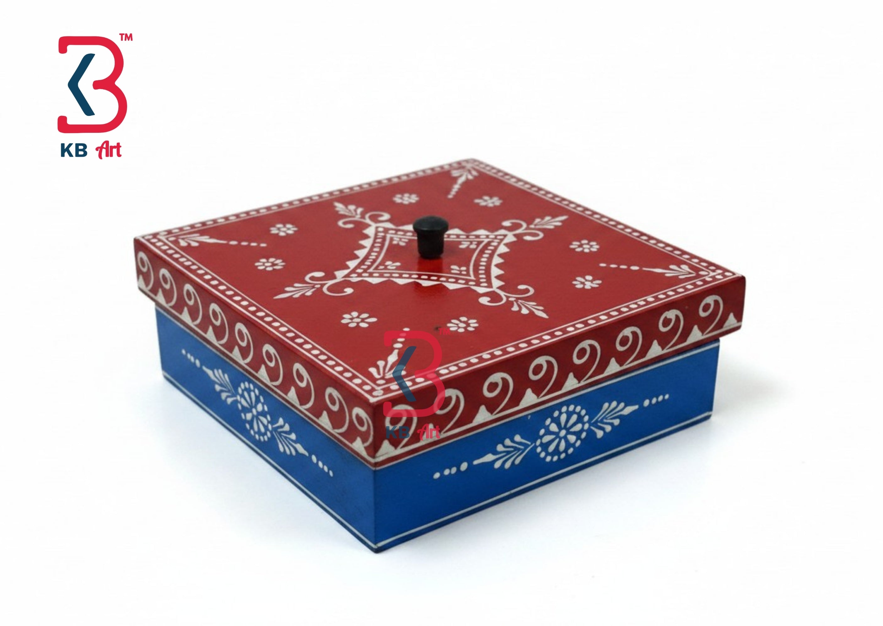 KB ART Wooden Small Square Box - Back View Highlighting Build Quality - Handcrafted Wooden Decor Jodhpur
