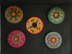 KB ART Rangoli Type Tlight Holder - Side Angle Showing Finish and Craftsmanship - Handcrafted Wooden Decor Jodhpur
