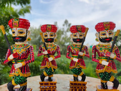 KB ART Wooden Small Chowkidar - Close-Up of Hand-Carved Artisan Texture - Handcrafted Wooden Decor Jodhpur