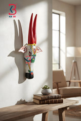 KB ART 18 Inch Traditional Hand Painted Wooden Cow - Styled Display in Home Interior Setting - Handcrafted Wooden Decor Jodhpur