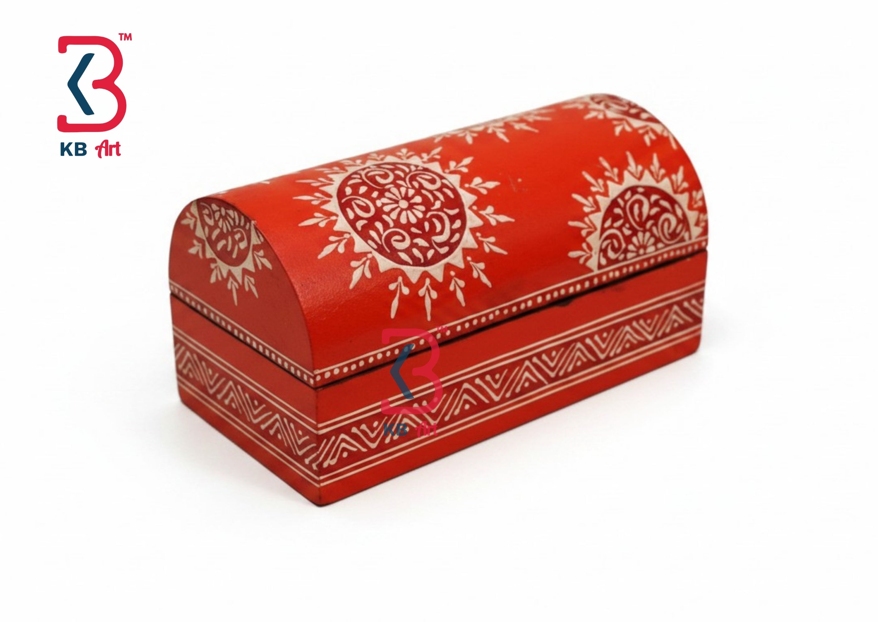 KB ART Wooden Semi Circle Mdf Box - Front View of Handcrafted Detailing - Handcrafted Wooden Decor Jodhpur
