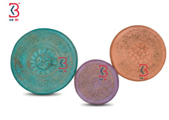 KB ART Wooden Carved Round Wall Plates Set 3 - Close-Up of Hand-Carved Artisan Texture - Handcrafted Wooden Decor Jodhpur