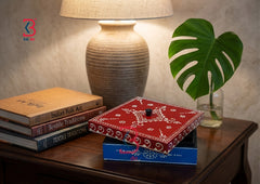 KB ART Wooden Small Square Box - Styled Display in Home Interior Setting - Handcrafted Wooden Decor Jodhpur