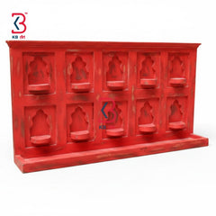 KB ART Wooden 10 Avatar Wall Shelf Rectangle - Styled Display in Home Interior Setting - Handcrafted Wooden Decor Jodhpur