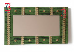 KB ART Wooden Brass Rectangle Mirror - Styled Display in Home Interior Setting - Handcrafted Wooden Decor Jodhpur