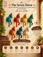 Seven running horses wall décor in vibrant multicolour traditional Indian design by KB ART.