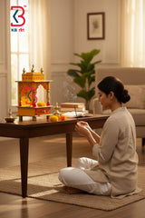 KB ART Wooden Small 8x8x16inches Temple - Styled Display in Home Interior Setting - Handcrafted Wooden Decor Jodhpur